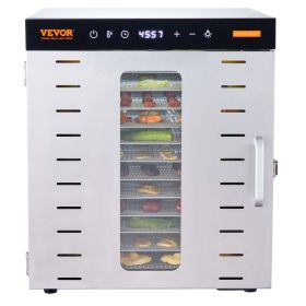 VEVOR Food Dehydrator Machine, 10 Stainless Steel Trays, 1000W Electric Food Dryer with Digital Adjustable Timer & Temperature for Jerky, Herb, Meat,