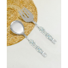 Yo Treasure Tiramisu Moon's Aura Stainless Steel Ivory Crystal Salad Server Set, Pack of 2