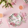 144 Piece Vintage Style Tea Party Supplies with Pink Floral Paper Plates, Napkins, Cups, and Cutlery, Disposable Tableware Set for Girls Baby Shower,