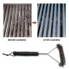 1pc Grill Cleaner Long Handle Y-shaped Curly Brush For Outdoor Grills Stainless Steel Bristles Non-Stick Cleaning Brushes BBQ Accessories