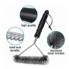 1pc Grill Cleaner Long Handle Y-shaped Curly Brush For Outdoor Grills Stainless Steel Bristles Non-Stick Cleaning Brushes BBQ Accessories