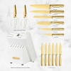 McCook MC21G Knife Sets,15 Pieces Golden Titanium Kitchen Knife Block Sets with Built-in Sharpener