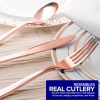 75 Pieces Heavy Duty (Rose Gold) Plastic Silverware Set, Disposable Cutlery Set, Great for Parties, Weddings, and Catering, Flatware Utensils Included