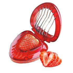 1pc Stainless Steel Strawberry Slicer; Fruit Divider (Color: Red)