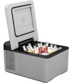 Camping Travel & Picnics Portable Car Refrigerator Mini Fridge Freezer (Capacity: 10 Quart, Color: gray)